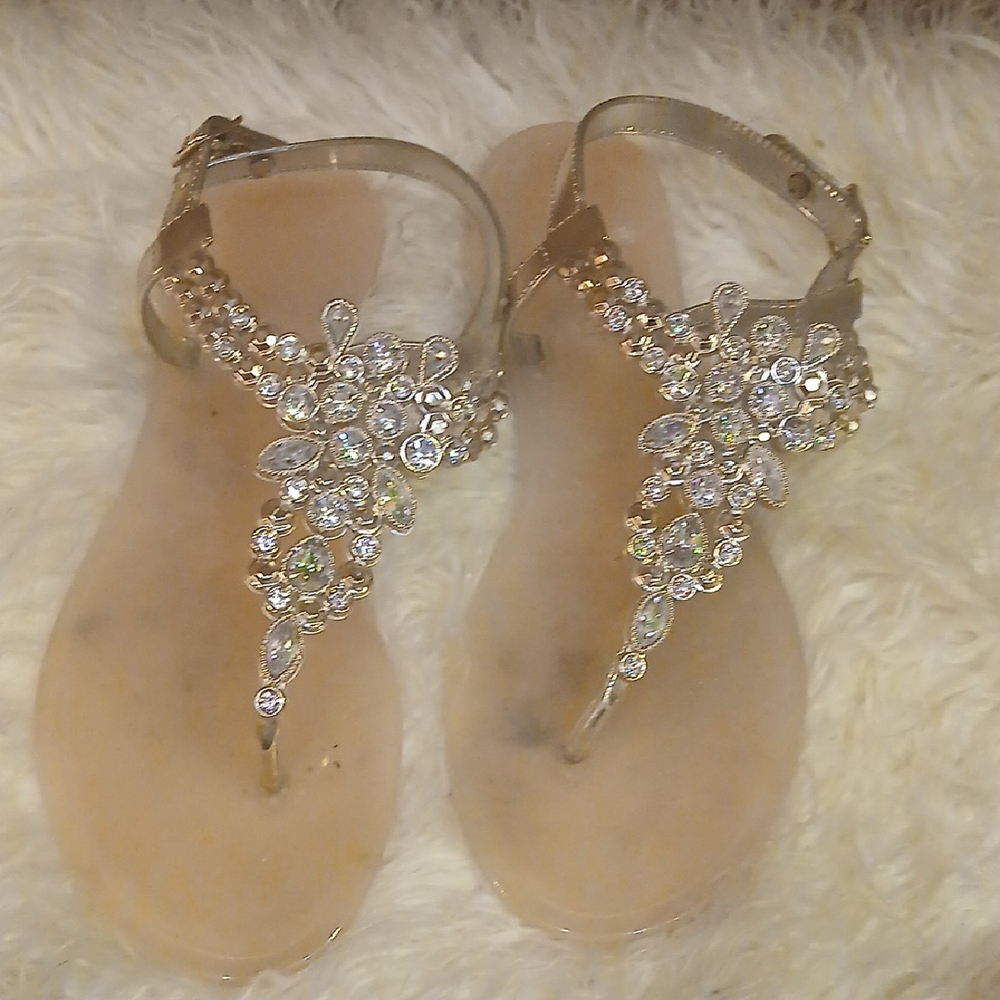 Olivia Miller Gold Crystal Sandals